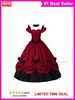 Victorian Gothic Masquerade Ball Gown Off Shoulder Puff Sleeve Formal Dress